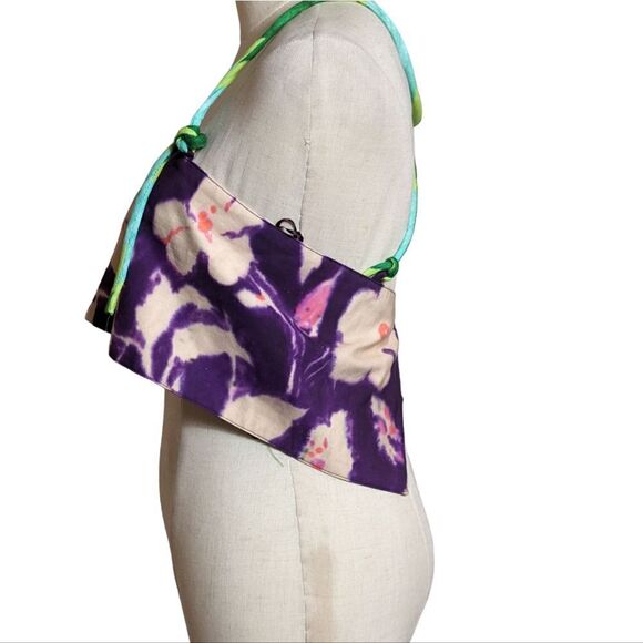 Zara Purple Tropical Print Bandeau Crop Top NWT - Picture 5 of 7